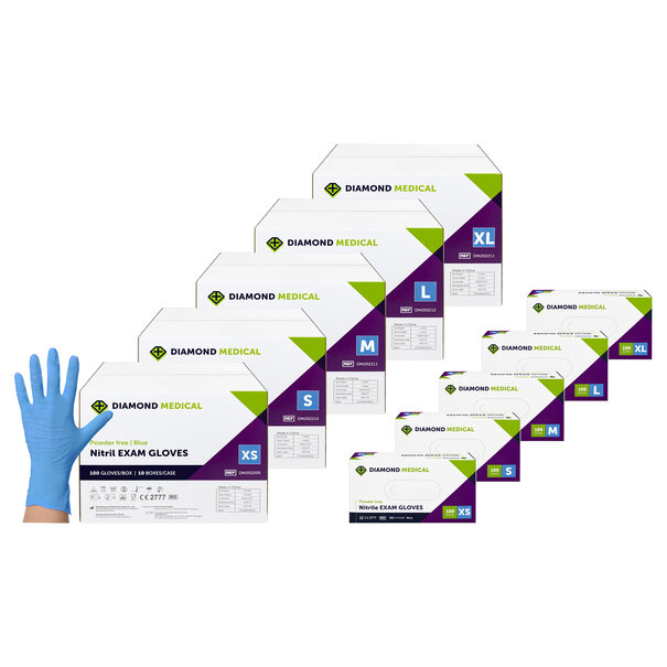 Diamond Medical Nitril handschoenen blauw medisch 1000 STUKS