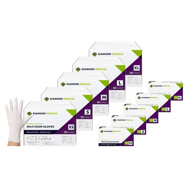 Diamond Medical Nitril handschoenen wit 100 Stuks