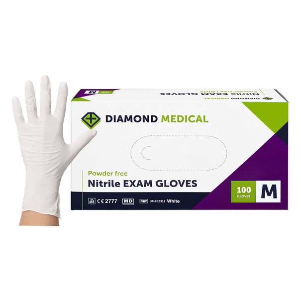 Diamond Medical Nitril handschoenen  Nitril handschoenen wit 100 Stuks