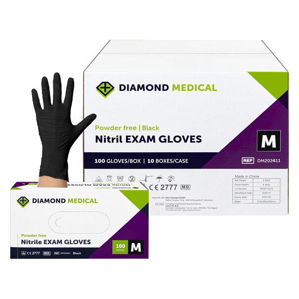 Diamond Medical Nitril handschoenen  Nitril handschoenen zwart 100 Stuks