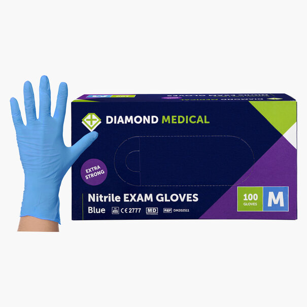 Diamond Medical Nitril handschoenen  Nitril handschoen extra strong blauw 100 stuks