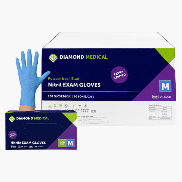 Diamond Medical Nitril handschoen extra strong blauw 1000 STUKS