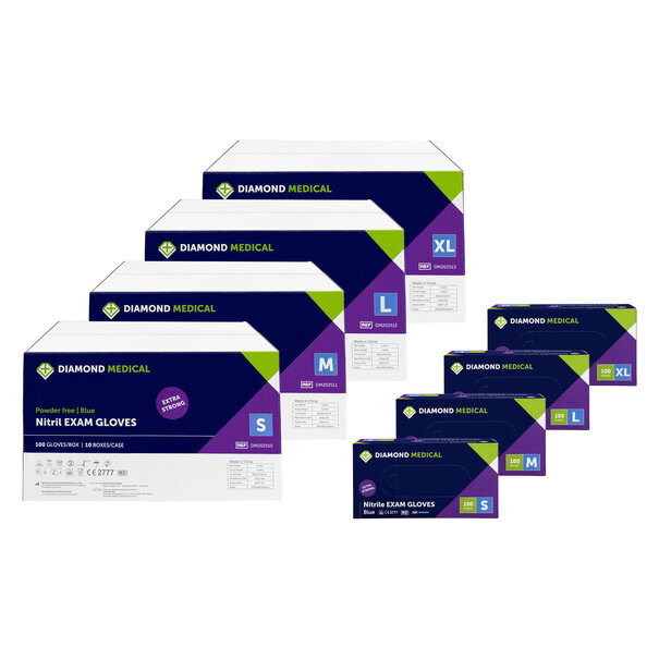 Diamond Medical Nitril handschoen extra strong blauw 1000 STUKS