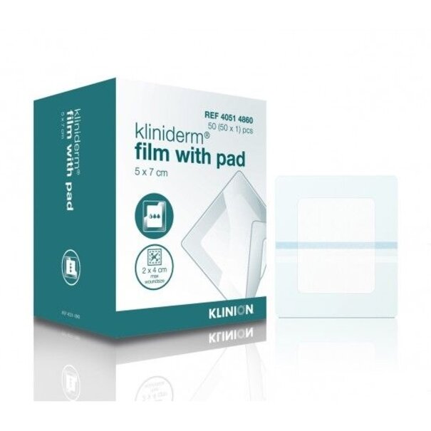 Kliniderm Klinion Kliniderm Film met Pad wondpleister steriel 5x7,2cm