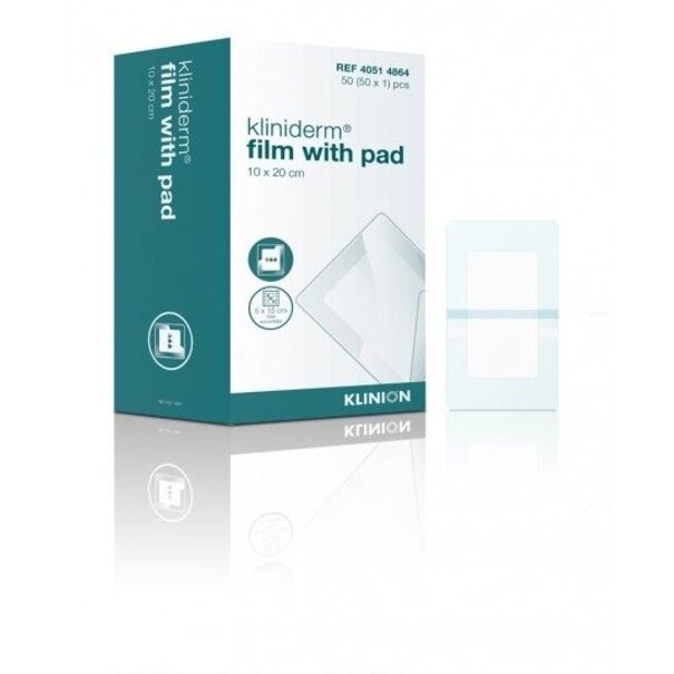 Kliniderm klinion kliniderm film met pad wondpleister steriel 10x20cm