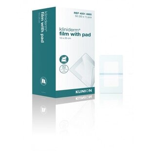 klinion kliniderm film met pad wondpleister steriel 10x25cm