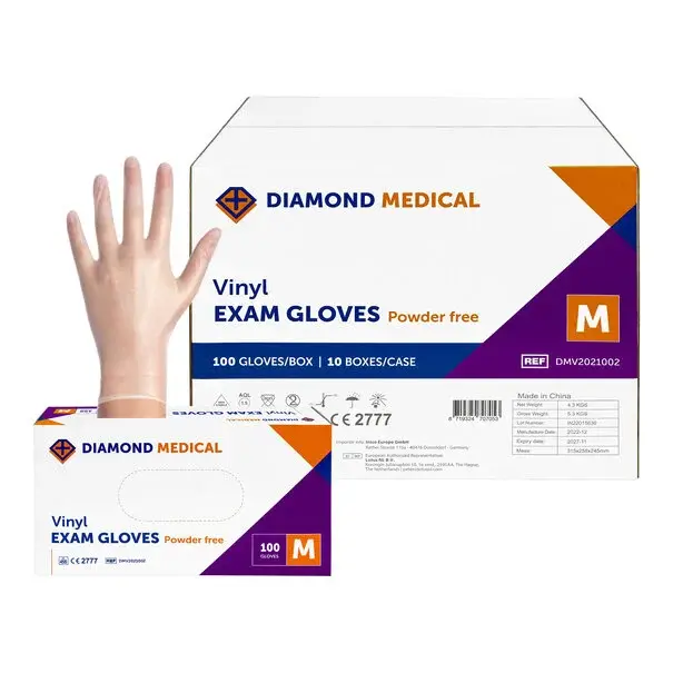 Diamond Medical Vinyl handschoenen poedervrij 1x100stuks