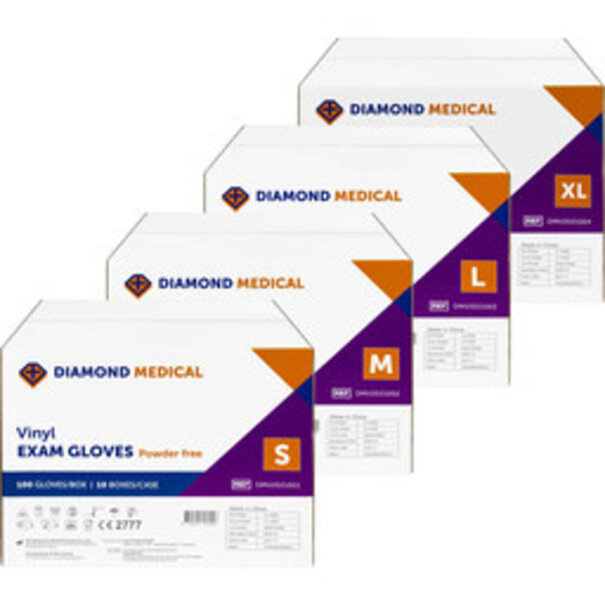 Diamond Medical Vinyl handschoenen poedervrij 1x100stuks