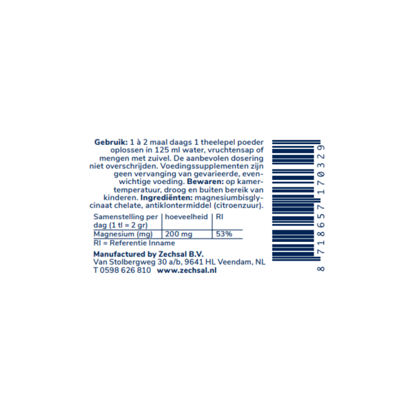 Zechsal Magnesium Bisglycinaat 40 g poeder