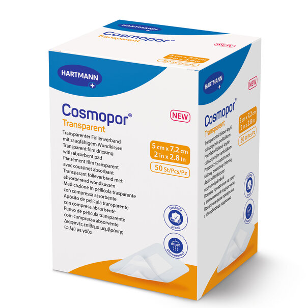 Hartmann Cosmopor transparant 5x7,2 cm wondverband steriel  50 stuks
