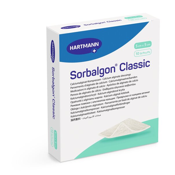 Hartmann Sorbalgon Classic Alginaat 5x5cm  wondverband 10 stuks