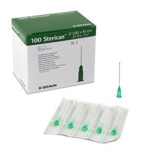 Injectienaalden Nr. 2 ( 21G x 0,80 x 40 mm, groen 100 stuks