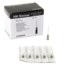 Injectienaalden Nr. 12 ( 22G x 0,70 x 30 mm, Zwart100 stuks