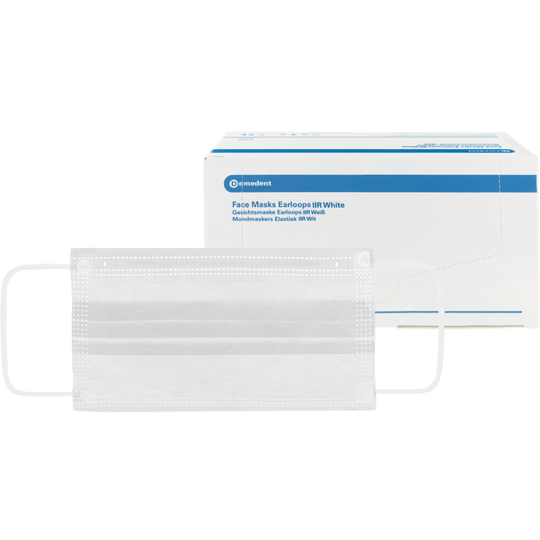 Demedent Medische Mondkapjes type IIR 3-laags Wit 50 stuks