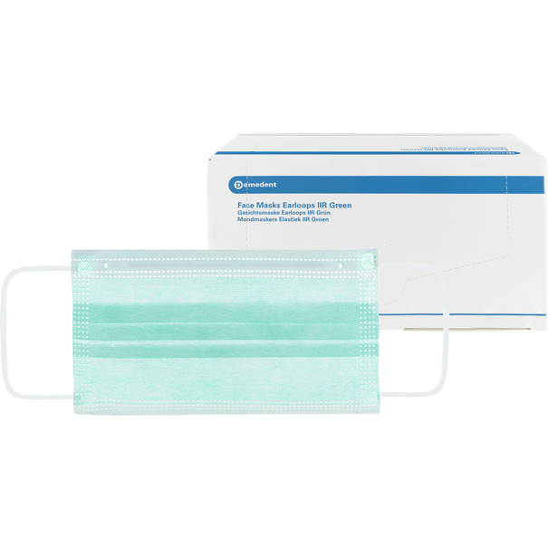 Demedent Medische Mondkapjes type IIR 3-laags Groen 50 stuks