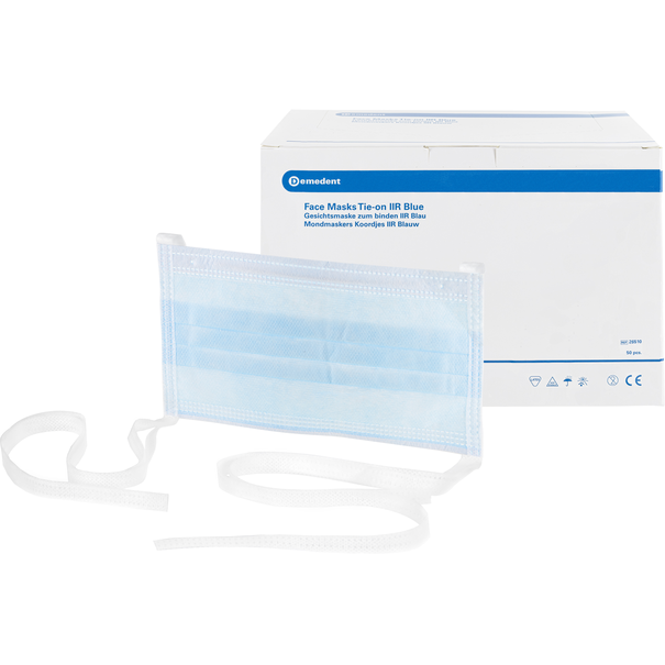 Demedent Medische Mondkapjes type IIR 3-laags Blauw koortjes  50 stuks