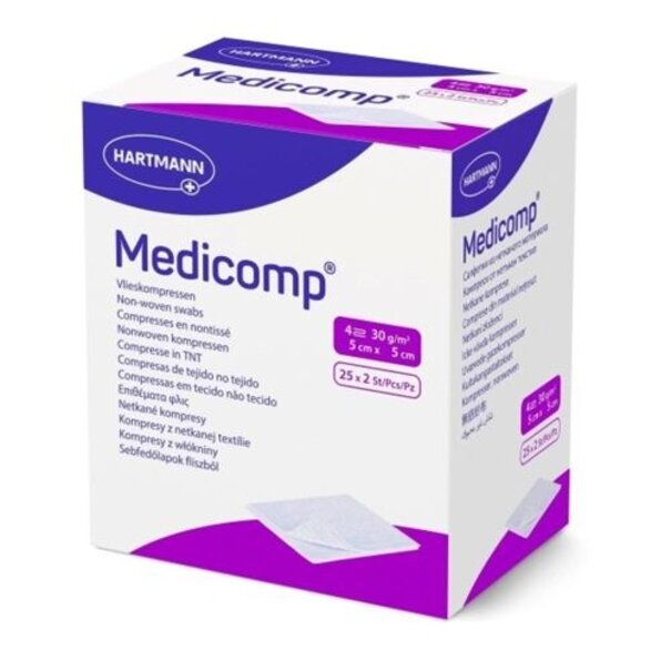 Hartmann Steriele gaasjes  5 x 5 cm 4-laags 50 stuks Medicomp