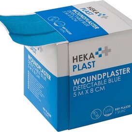 HEKA plast wondpleister-HACCP detecteerbare pleisterrol 5m x 8cm