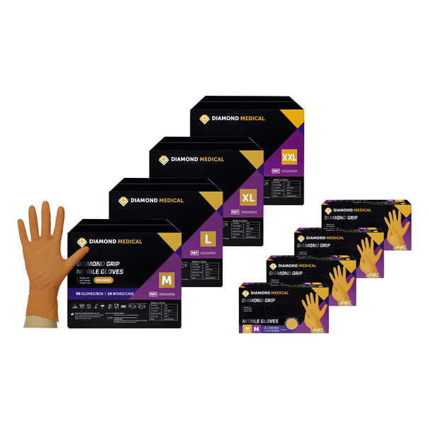 Diamond Medical Nitril handschoenen Grip Oranje 10x50stuks