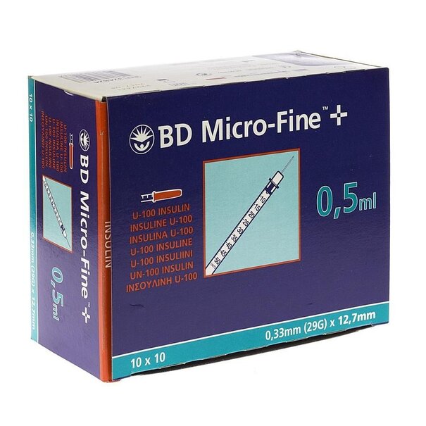 Becton Dickinson BD Microfine insulinespuit 0,5ml + naald 0,33x12,7mm U100