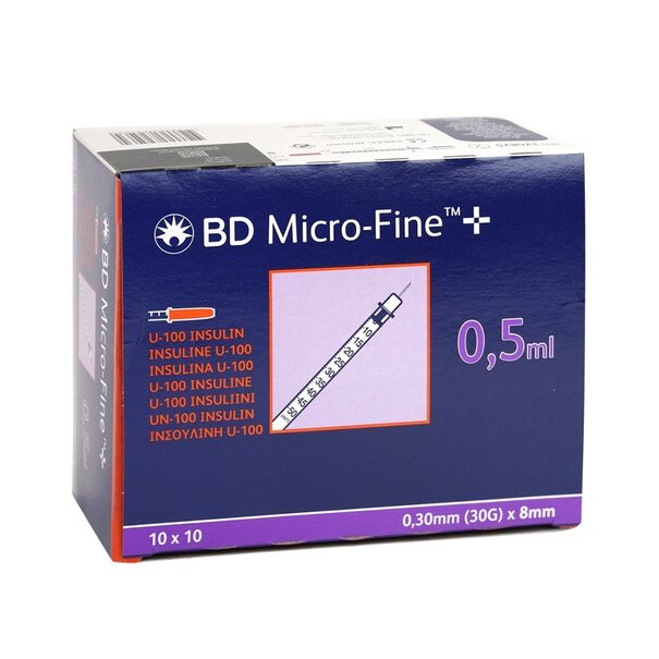 Becton Dickinson BD Microfine insulinespuit 0,5ml + naald 0,30x8mm U100