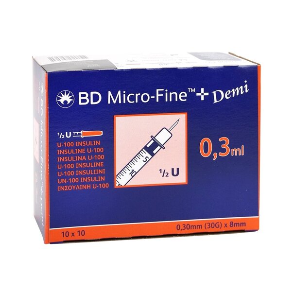 Becton Dickinson BD Microfine insulinespuit 0,3ml + naald 0,30x8mm U100