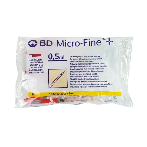 Becton Dickinson BD Microfine insulinespuit 0,5ml + naald 0,30x8mm U40