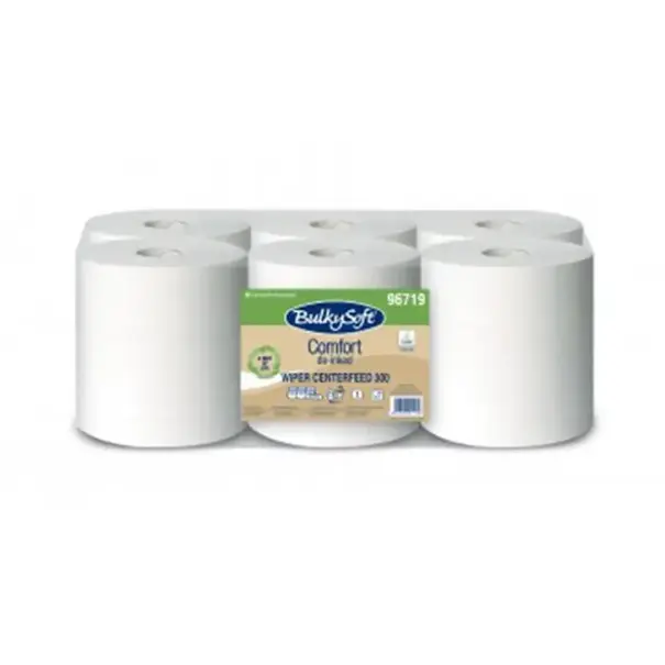 Bulkysoft Papierrollen eenlaags midi met koker (wit -6 rollen)