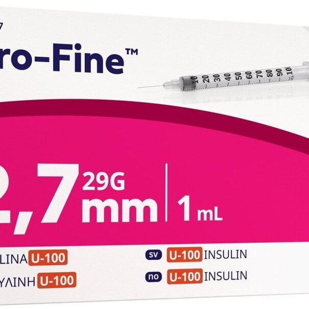 Becton Dickinson Voordeelset 5x BD Micro-Fine Insulinespuit 1ml U100 + 5x Romed Alcoholdoekjes PREP-2000 (100 stuks)