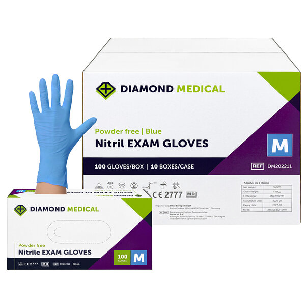 Diamond Medical Palletdeal Nitril Handschoenen Blauw Medisch – 80 dozen x 1.000 Stuks