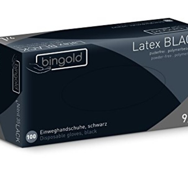 Bingold Latex handschoenen zwart poedervrij 100 Stuks