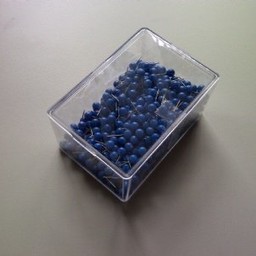 Speld met blauw kunststof knop 16mmx6mm