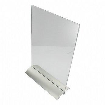 Presenter / tafelstandaard / Menu standaard acryl A4 - 21x30cm - 2-delige prijskaarthouder met aluminium metalen voet. Voet bestaat uit