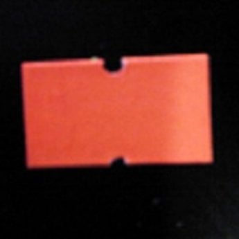 Etiket 2112 fluor rood permanent met gaatje tussen de etiketten, etiketten aan de buitenzijde op de rol, doosinhoud 50 rollen