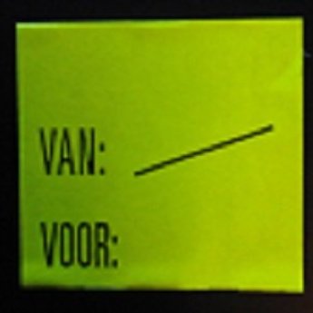 Etiket 2928 fluor geel perm Van:/  Voor:   , doosinhoud 30 rollen