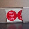 Etiket Heel veel Liefs rood/wit 35mm