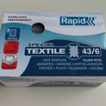 Rapid RAPID textielnietjes / nietjes 43/6 doosje van 10.000 stuks, geschikt voor Textielniettang Rapid 1/43.Rapid nieten "SUPER STRONG"  43/6 Gegalvaniseerd 10.000Rapid 43 are used in Rapid's stapling plier K1 Textile.