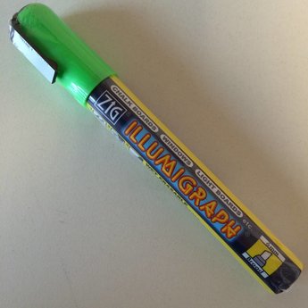 ZIG Illumigraph ZIG Illumigraph PMA-510 krijtstift smal 2-6 mm licht-groen fluor, afwasbaar met water op een niet poreuze ondergrond.