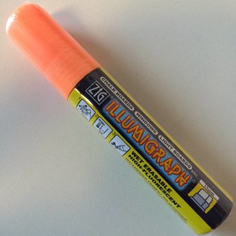 ZIG Illumigraph ZIG Illumigraph PMA-720 krijtstift  breed  7-15 mm fluor oranje, afwasbaar met water op een niet poreuze ondergrond.
