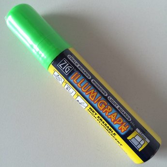 ZIG Illumigraph ZIG Illumigraph PMA-720 krijtstift  breed  7-15 mm licht-groen fluor, afwasbaar met water op een niet poreuze ondergrond.