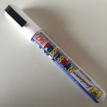 ZIG Posterman ZIG Posterman PMA-50 stift smal 2-6 mm wit, niet met water uitwisbaar. Enkel te gebruiken op een niet poreuse ondergrond. Te verwijderen met een reiniger. (Lukt niet met een sopje)