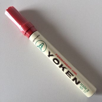 Yoken Stift Yoken No. 10 rood ronde punt, schrijft 1-2,5 mm. Permanent marker.