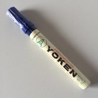 Yoken Stift Yoken No. 10 blauw ronde punt, schrijft 1-2,5 mm. Permanent marker.