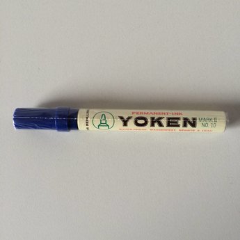 Yoken Stift Yoken No. 10 blauw ronde punt, schrijft 1-2,5 mm. Permanent marker.
