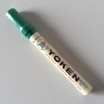 Yoken Stift Yoken No. 10 groen ronde punt, schrijft 1-2,5 mm. Permanent marker.