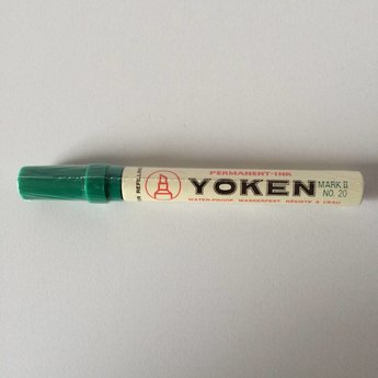 Yoken Stift Yoken No. 20 groen beitel punt, schrijft 2-5 mm. Permanent marker.