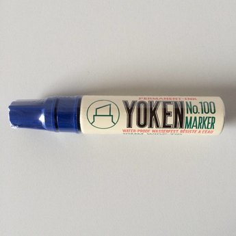 Yoken Stift Yoken Giant No. 100 blauw beitel punt, schrijft 7-15 mm. Permanent marker.