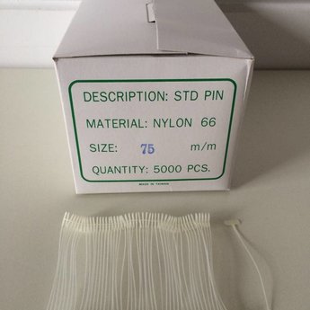 Nylon textielpins 75 mm standaard 5000st