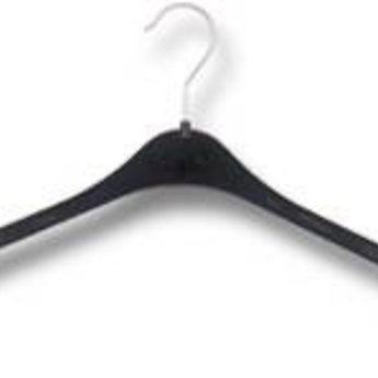 Hanger zwart NA33 japon/blouses/breigoed. Platte standaard hanger voor blouses. breedte 33cm, doosinhoud 550 stuks.