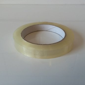 Tape transparant 15mm x 66 meter  grote kern, goede kwalitiet PP-acryl low noise.